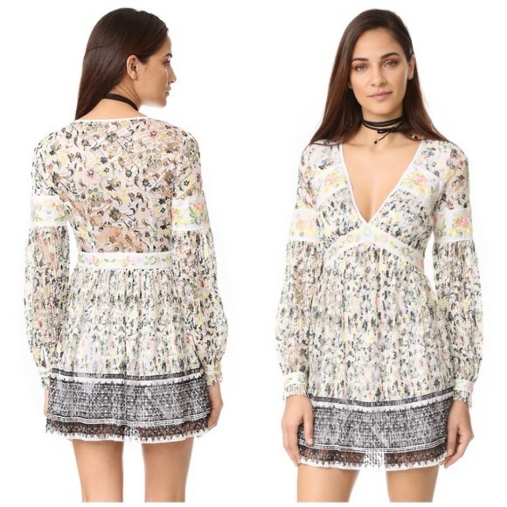 Free People Cherry Blossom Mini Dress in Ivory Floral Combo